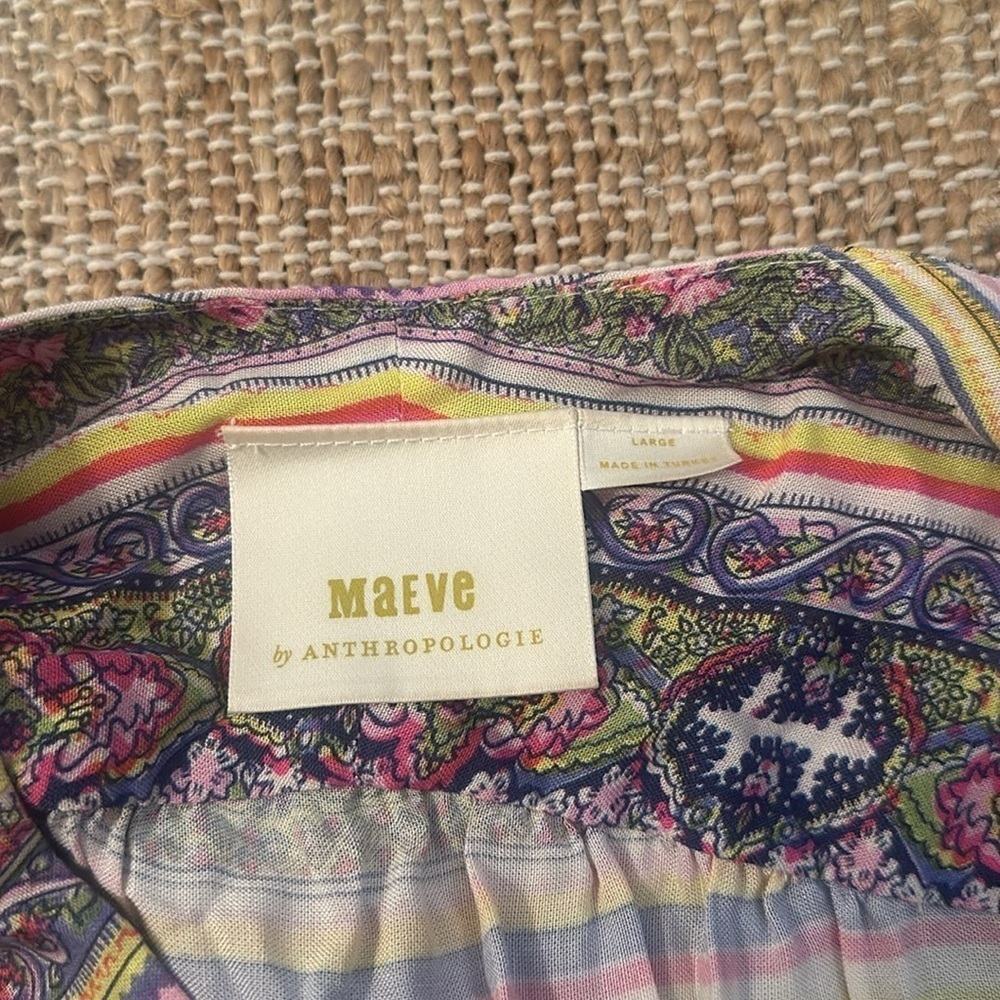Maeve Anthropologie Caresco Peasant Top Blouse Large - Picture 8 of 10